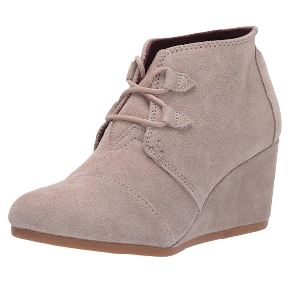 Toms Kala Desert Wedge  Bootie Size 7.5 Suede Taupe Lace Up Boot